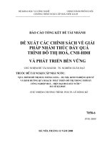 Đề xuất các chính sách về giải pháp nhằm thúc đẩy quá trình đô thị hoá - phát triển bền vững