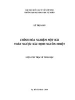 chỉnh hóa nghiệm một bài toán ngược xác định nguồn nhiệt
