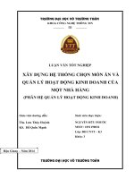 LUẬN VĂN - QUẢN LÝ KINH DOANH NHÀ HÀNG