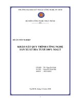 LUẬN VĂN CÔNG NGHỆ THỰC PHẨM KHẢO SÁT QUY TRÌNH CÔNG NGHỆ SẢN XUẤT BIA TƯƠI 100% MALT