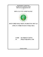 HOÀN THIỆN HOẠT ĐỘNG MARKETING MIX TẠI CÔNG TY TNHH TM XD CN NHẬT HOA