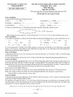 Đề và đáp án thi vào 10 chuyên hóa tỉnh ninh bình 2014