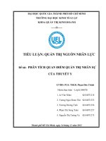 TIỂU LUẬN QUẢN TRỊ NGUỒN NHÂN LỰC: PHÂN TÍCH QUAN ĐIỂM QUẢN TRỊ NHÂN SỰ  CỦA THUYẾT Y