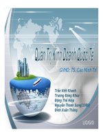 Bài thuyết trình Quản trị kinh doanh quốc tế: Phương thức thâm nhập thị trường quốc tế