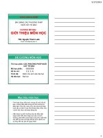 Bài giảng Các phương pháp nuôi cấy tế bào: Bài 1 - ThS. Nguyễn Thành Luân