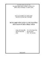 Nghiên cứu khoa học DUNG HỢP TÔN GIÁO VÀ TÍN NGƯỠNG DÂN GIAN Ở CHÙA PHẬT TÍCH