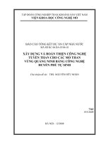 Xây dựng và hoàn thiện công nghệ tuyển than cho các mỏ than vùng quảng ninh bằng công nghệ huyền phù tự sinh