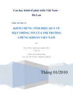 Luận văn thạc sỹ -kiểm chứng tính hiệu quả về mặt thông tin của thị trường chứng khoán Việt Nam