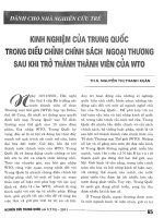 Kinh nghiệm của trung quốc trong điều chỉnh chính sách ngoại thương sau khi trở thành thành viên của WTO