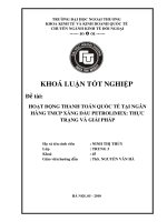 Hoạt động thanh toán quốc tế tại ngân hàng TMCP xăng dầu Petrolimex : Thực trạng và giải pháp
