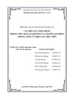 VAI TRÒ CỦA CÔNG ĐOÀN TRONG VIỆC BẢO VỆ LỢI ÍCH CỦA NGƯỜI LAO ĐỘNG TRONG CÔNG TY ĐIỆN LỰC HÓC MÔN