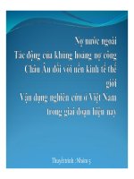 Nợ nước ngoài tác động khủng hoảng nợ công châu âu đối với nền kinh tế thế giới  vận dụng nghiên cứu ở việt nam trong giai đoạn hiện nay