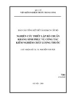 Nghiên cứu thiết lập bộ chuẩn kháng sinh phục vụ công tác kiểm nghiệm chất lượng thuốc