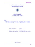 tiểu luận môn tài chính doanh nghiệp chính sách nợ và giá trị doanh nghiệp