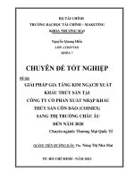 giải pháp gia tăng kim ngạch xuất khẩu thủy sản của công ty cổ phần xuất nhập khẩu thủy sản côn đảo (coimex) vào thị trường châu âu đến năm 2020