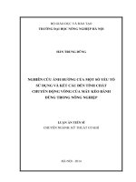 Nghiên cứu ảnh hưởng của một số yếu tố sử dụng và kết cấu đến tính chất chuyển động vòng của máy kéo bánh dùng trong nông nghiệp