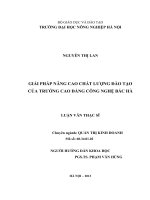 giải pháp nâng cao chất lượng đào tạo của trường cao đẳng công nghệ bắc hà