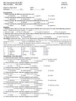 Đề và đáp án kiểm tra một tiết lần II môn tiếng anh năm 2014