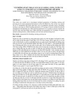 VÀI THÔNG SỐ KỸ THUẬT SẢN XUẤT GIỐNG, ƯƠNG, NUÔI CÁC  LOÀI CÁ CẢNH CHỦ LỰC Ở THÀNH PHỐ HỒ CHÍ MINH