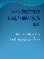 dinh dưỡng ở trẻ em (bú mẹ, ăn nhân tạo, ăn dặm)