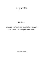 Luận văn Đề tài nghiên cứu Quan hệ thương mại Hàn Quốc và Hoa Kỳ sau chiến tranh lạnh 1989 2009