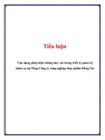 Tiểu luận: Vận dụng phép biện chứng duy vật trong triết lý quản trị nhân sự tại Tổng Công ty công nghiệp thực phẩm Đồng Nai