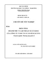 phân tích doanh thu và lợi nhuận xuất khẩu của công ty tnhh thương mại - sản xuất và xây dựng bình dương