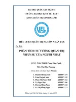 TIỂU LUẬN QUẢN TRỊ NGUỒN NHÂN LỰC: PHÂN TÍCH TƯ TƯỞNG QUẢN TRỊ NHÂN SỰ CỦA NGƯỜI NHẬT