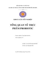 LUẬN VĂN CÔNG NGHỆ THỰC PHẨM TỔNG QUAN VỀ THỰC PHẨM PROBIOTIC