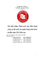 Phân tích việc điều hành công cụ lãi suất của ngân hàng nhà nước từ đầu năm 2012 đến nay