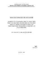 nghiên cứu cơ sở khoa học và thực tiễn phục vụ cho việc chuyển đổi các tổ chức dịch vụ thông tin khcn công lập theo tinh thần nghị định 115-2005-nđ-cp