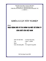 Khóa luận tốt nghiệp: Hoạt động đầu tư tài chính tại một số công ty sản xuất của Việt Nam