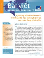 Quan hệ đối tác nhà nước - tư nhân: Bài học kinh nghiệm tại các nước đang phát triển