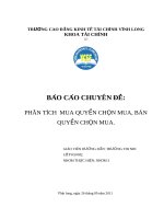 BAO CAO CHUYÊN ĐÊ:́ PHÂN TICH MUA QUYỀN CHỌN MUA, BÁN QUYỀN CHỌN MUA