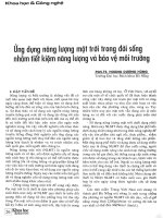 Ứng dụng năng lượng mặt trời trong đời sống nhằm tiết kiệm năng lượng và bảo vệ môi trường