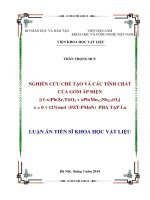 Nghiên cứu chế tạo và các tính chất của gốm áp điện [(1-x)Pb(Zr,Ti)O3 + xPb(Mn1/3Nb2/3)O3] (x = 0 ÷ 12%mol) (PZT-PMnN) pha tạp La