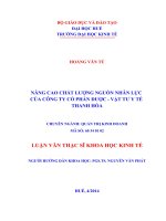 NÂNG CAO CHẤT LƯỢNG NGUỒN NHÂN LỰC CỦA CÔNG TY PHẦN DƯỢC-VẬT TƯ Y TẾ THANH HÓA