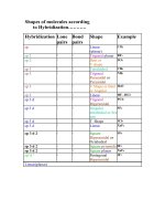 shapes of molecules according to hybridization(hình học phân tử theo lai hóa)