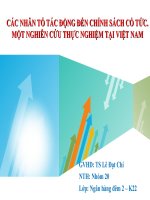 Tiểu luận: Các nhân tố tác động đến chính sách cổ tức. Một nghiên cứu thực nghiệm tại Việt Nam