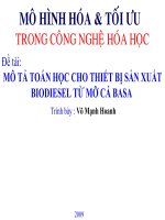 MÔ TẢ TOÁN HỌC CHO THIẾT BỊ SẢN XUẤT BIODIESEL TỪ MỠ CÁ BASA