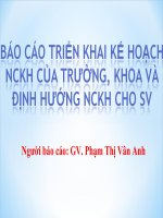 ĐỊNH HƯỚNG NGHIÊN cứu KHOA học SINH VIÊN