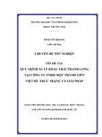 quy trình xuất khẩu trái thanh long tại công ty tnhh một thành viên việt hỉ thực trạng và giải pháp