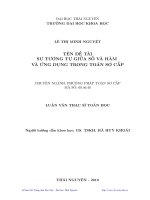 Sự tương tự giữa số và hàm và ứng dụng trong toán sơ cấp