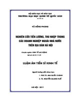 Luận án Tiến sĩ Kinh tế: Nghiên cứu tiền lương, thu nhập trong các doanh nghiệp ngoài nhà nước trên địa bàn Hà Nội