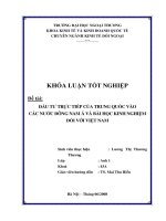 Đầu tư trực tiếp của trung quốc vào các nước đông nam á và bài học kinh nghiệm đối với việt nam