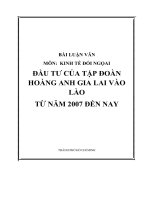 Bài luận văn Đầu tư của Tập đoàn Hoàng Anh Gia Lai vào Lào từ năm 2007 đến nay  - môn kinh tế đối ngoại