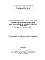 Nghiên cứu phát triển công nghệ nhận dạng, tổng hợp và xử lý ngôn ngữ tiếng việt