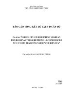 nghiên cứu cố định chủng vi khuẩn pseudomonas trong hệ thống lọc sinh học để xử lý nước thải công nghiệp chế biến sữa