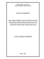 Đề tài : Phát triển nghiệp vụ quyền chọn ngoại hối trong hoạt động kinh doanh ngoại tệ tại ngân hàng tmcp công thương việt nam
