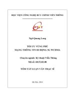 tóm tắt luận văn thạc sỹ ngành kĩ thuật viễn thông tối ưu vùng phủ mạng thông tin di động 3g wcdma
